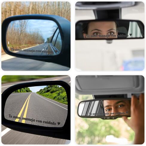 6pcs Te Amo Maneja Con Cuidado Stickers, 13x2cm/5.12x0.79in Spanish I Love You Drive Safe Mirror Waterproof Sticker Motivational Automotive Auto Rearview Rear View Cars Reminder Gift Accessories in Kuwait