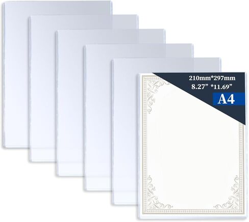 6 Pieces 8.2" x 11.6" A4 Sized Rigid Print Protectors, Clear Hard Plastic Sheet Protectors, Top Loading Plastic Paper Sleeves Cover for Photo Posters Birth Certificates Menu Document Holder (6pcs) in Saudi Arabia