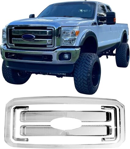IKON MOTORSPORTS, Front Bumepr Grille Compatible With 2011-2016 Ford F-250 Super Duty, OE Style ABS Plastic Chrome Front Bumper Upper Hood Grille Insert Assembly Replacement Set of 5PCS in Kuwait