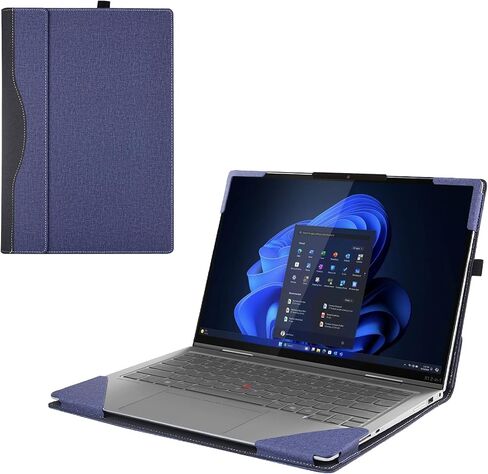 حافظة كمبيوتر محمول لجهاز Lenovo ThinkPad X1 2-in-1 Gen 11 Aura Edition (14 بوصة Intel) كمبيوتر محمول [غير متوافق مع أي طراز آخر] حافظة كمبيوتر محمول من جلد البولي يوريثان قابلة للفصل 2 في 1 (أزرق) in Kuwait