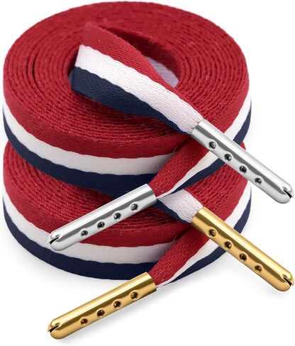 YJRVFINE Thin Flat 2/5 Wide Shoelaces with Metal Tips Colored String[2 Pair] in Saudi Arabia
