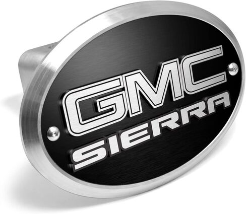 صورة iPick لشعار GMC Sierra ثلاثي الأبعاد على غطاء وصلة سحب من الألومنيوم البيضاوي الأسود مقاس 2 بوصة - مرخص رسميًا in Kuwait