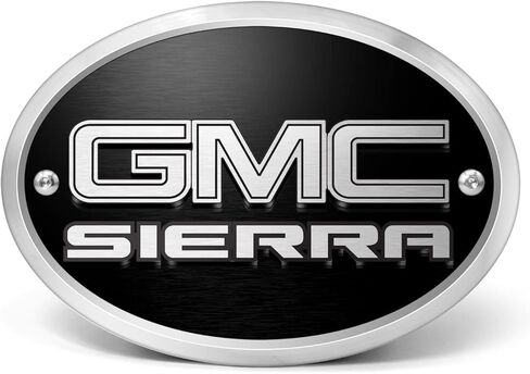 صورة iPick لشعار GMC Sierra ثلاثي الأبعاد على غطاء وصلة سحب من الألومنيوم البيضاوي الأسود مقاس 2 بوصة - مرخص رسميًا in Kuwait