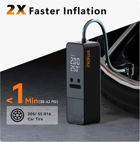 CYCPLUS DC/AC 2-in-1 Tire Inflator Portable Air Compressor,12V, Auto Shut-Off,Max 150 PSI Portable Air Pump Digital Tire Pressure Gauge Electric Bike Pump for Car Motorcycle Bike with LED Light in Saudi Arabia