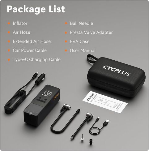 CYCPLUS DC/AC 2-in-1 Tire Inflator Portable Air Compressor,12V, Auto Shut-Off,Max 150 PSI Portable Air Pump Digital Tire Pressure Gauge Electric Bike Pump for Car Motorcycle Bike with LED Light in Saudi Arabia