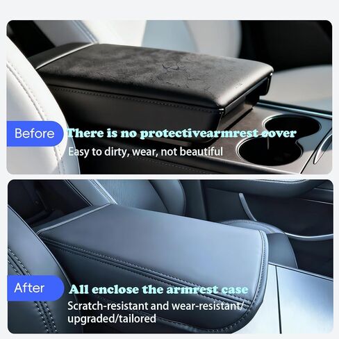 Tesla Armrest Cover for Model 3 (2017–2024) & Model Y (2020–2024), Soft Padded Center Console Armrest Protector, Comfortable Elbow Support, Easy Install, Black in Saudi Arabia