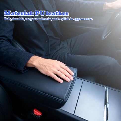 Tesla Armrest Cover for Model 3 (2017–2024) & Model Y (2020–2024), Soft Padded Center Console Armrest Protector, Comfortable Elbow Support, Easy Install, Black in Saudi Arabia