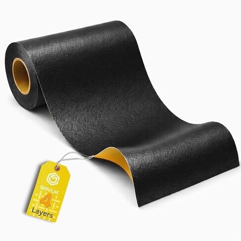 SAVUK Leather Repair Patch,4 x 63 Inches self Adhesive Vinyl Leather Repair Kit for Car Seat, Chairs, Couch, Sofa, Boat Black (Black) in Kuwait