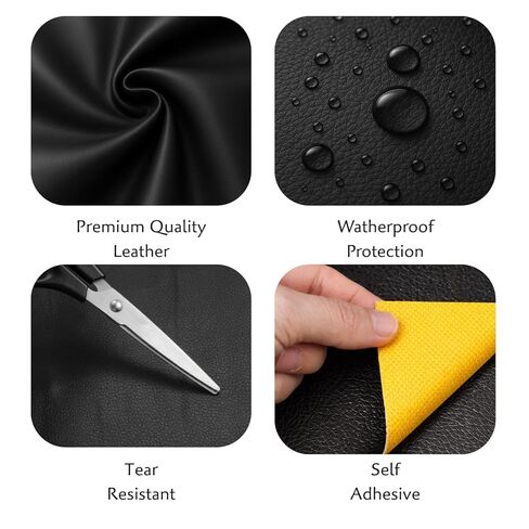 SAVUK Leather Repair Patch,4 x 63 Inches self Adhesive Vinyl Leather Repair Kit for Car Seat, Chairs, Couch, Sofa, Boat Black (Black) in Kuwait