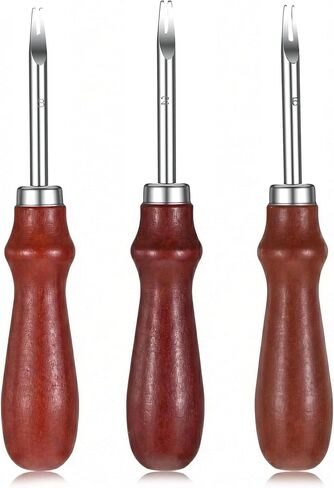 3 PCS Leather Edge Bevelers Leather Burnishing Tool Leathers Beveler Tool with Wooden Handle Edge Skiving Beveler for DIY Leathercraft Working (1.5 mm, 1.0 mm, 0.8 mm) in Saudi Arabia