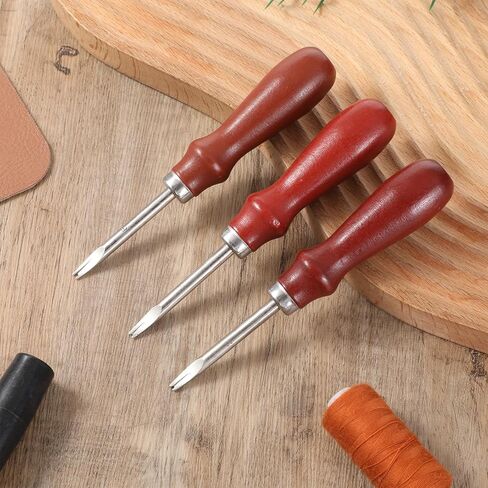 3 PCS Leather Edge Bevelers Leather Burnishing Tool Leathers Beveler Tool with Wooden Handle Edge Skiving Beveler for DIY Leathercraft Working (1.5 mm, 1.0 mm, 0.8 mm) in Saudi Arabia