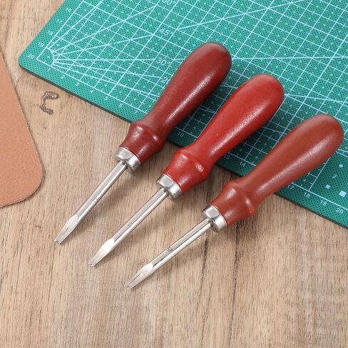 3 PCS Leather Edge Bevelers Leather Burnishing Tool Leathers Beveler Tool with Wooden Handle Edge Skiving Beveler for DIY Leathercraft Working (1.5 mm, 1.0 mm, 0.8 mm) in Saudi Arabia