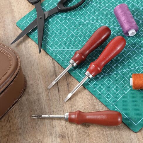 3 PCS Leather Edge Bevelers Leather Burnishing Tool Leathers Beveler Tool with Wooden Handle Edge Skiving Beveler for DIY Leathercraft Working (1.5 mm, 1.0 mm, 0.8 mm) in Saudi Arabia