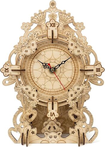 Adult 3D Wooden Puzzle Clock Set 33 Pieces Linden Wood Eco-Friendly Material DIY Mechanical Table Clock Roman Numeral Dial Stunning Decor for Living Rooms, Desks, and Study Tables in Saudi Arabia