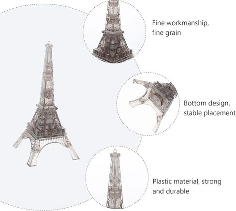 3D Transparent Eiffel Tower Puzzle Crystal Jigsaw Puzzle Eiffel Jigsaw Pieces Building Blocks Brain Teaser Educational Children Early Learning Grey in Kuwait