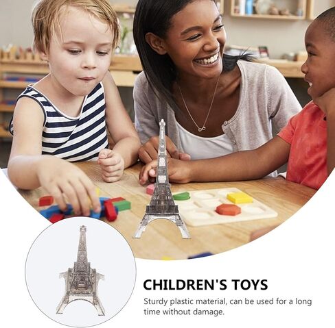 3D Transparent Eiffel Tower Puzzle Crystal Jigsaw Puzzle Eiffel Jigsaw Pieces Building Blocks Brain Teaser Educational Children Early Learning Grey in Kuwait
