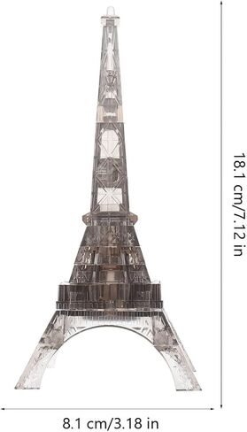 3D Transparent Eiffel Tower Puzzle Crystal Jigsaw Puzzle Eiffel Jigsaw Pieces Building Blocks Brain Teaser Educational Children Early Learning Grey in Kuwait