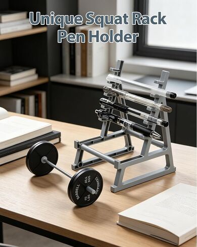 Squat Rack Pen Holder Desk Accessories, Gym Pen Holder Funny Office Decor Phone Holder Fun Desktop Accessories for Office Mini Pen Organizer Unique for All Fitness Enthusiasts and Weightlifting Fans in Saudi Arabia