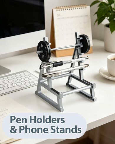 Squat Rack Pen Holder Desk Accessories, Gym Pen Holder Funny Office Decor Phone Holder Fun Desktop Accessories for Office Mini Pen Organizer Unique for All Fitness Enthusiasts and Weightlifting Fans in Saudi Arabia