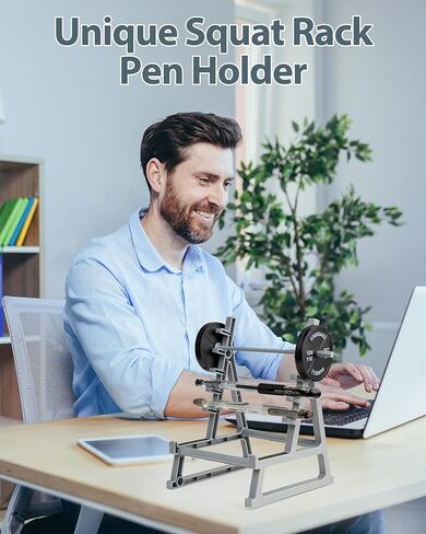 Squat Rack Pen Holder Desk Accessories, Gym Pen Holder Funny Office Decor Phone Holder Fun Desktop Accessories for Office Mini Pen Organizer Unique for All Fitness Enthusiasts and Weightlifting Fans in Saudi Arabia