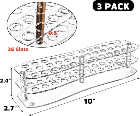 3 Pack Acrylic Pen Holder, 26-Slot Clear Pencil Display Stand, Eyebrow Pen Stands, Makeup Brush Rack Organizer, Art Brush Desk Stand Organizer for Home, Store, School Office Supplies in Saudi Arabia