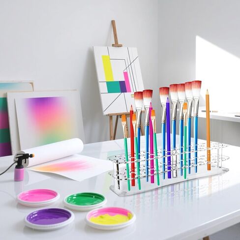 3 Pack Acrylic Pen Holder, 26-Slot Clear Pencil Display Stand, Eyebrow Pen Stands, Makeup Brush Rack Organizer, Art Brush Desk Stand Organizer for Home, Store, School Office Supplies in Saudi Arabia