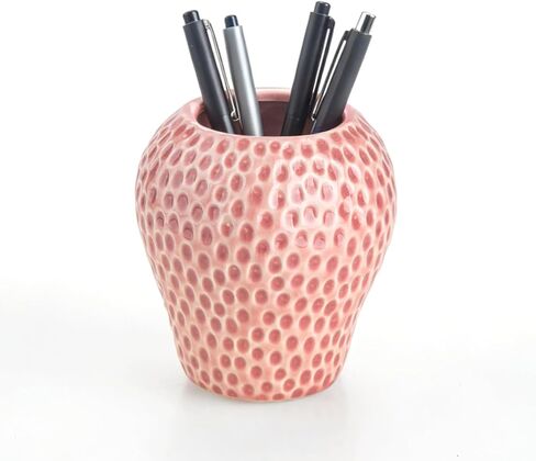 Cute Strawberry Pencil Holder for Desk, Large Ceramic Pen Holder & Makeup Brush Holder, Kawaii Strawberry Desk Organizers for Girls Kids Teachers(Green) in Saudi Arabia