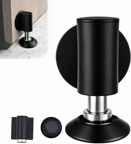2026 New Magnetic Door Wedge Stopper, No-Drill Invisible Door Stop for Bottom of Door, Heavy Duty Wall & Floor Mount Door Holder (1 Piece, Black) in Saudi Arabia