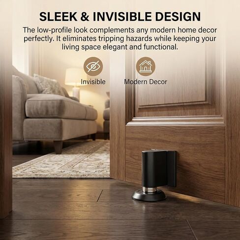 2026 New Magnetic Door Wedge Stopper, No-Drill Invisible Door Stop for Bottom of Door, Heavy Duty Wall & Floor Mount Door Holder (1 Piece, Black) in Saudi Arabia