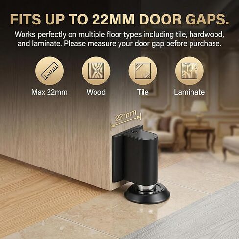 2026 New Magnetic Door Wedge Stopper, No-Drill Invisible Door Stop for Bottom of Door, Heavy Duty Wall & Floor Mount Door Holder (1 Piece, Black) in Saudi Arabia