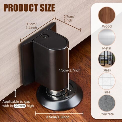 2026 New Magnetic Door Wedge Stopper, No-Drill Invisible Door Stop for Bottom of Door, Heavy Duty Wall & Floor Mount Door Holder (1 Piece, Black) in Saudi Arabia