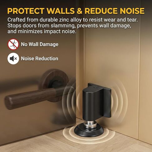 2026 New Magnetic Door Wedge Stopper, No-Drill Invisible Door Stop for Bottom of Door, Heavy Duty Wall & Floor Mount Door Holder (1 Piece, Black) in Saudi Arabia