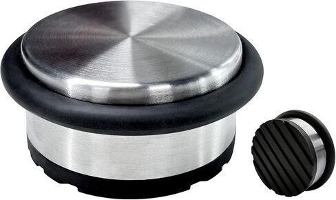Weighted Door Stopper, 3 x 2.8 Inch Heavy Duty Door Stopper with Non-Slip Rubber Base, No Drilling Needed, Suitable for Bathroom, Bedroom, Laundry, Garage, Office & School,Silver in Saudi Arabia