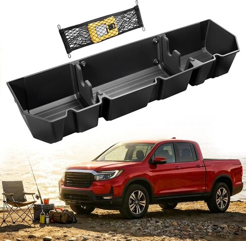 تخزين تحت المقعد لـ Honda Ridgeline: 2006-2026 Crew Cab، صندوق تخزين للمقعد السفلي للشاحنة في الصف الثاني لRidgeline، صندوق أدوات منظم للمقعد الخلفي لملحقات السيارة لRidgeline (مع شبكة شبكية) in Kuwait