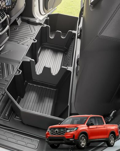 تخزين تحت المقعد لـ Honda Ridgeline: 2006-2026 Crew Cab، صندوق تخزين للمقعد السفلي للشاحنة في الصف الثاني لRidgeline، صندوق أدوات منظم للمقعد الخلفي لملحقات السيارة لRidgeline (مع شبكة شبكية) in Kuwait