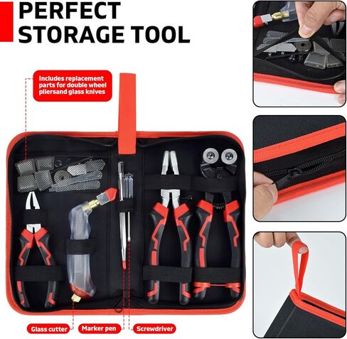 Stained Glass Tools Glass Cutting Tool Kit Glass Cutter 2-20MM 8 Inch Tile Nippers Glass Running Pliers with Curved Jaws 6 Inch Breaker Grozer Pliers Perfect for Stained Glass Tiles Mosaic Cutting in Saudi Arabia