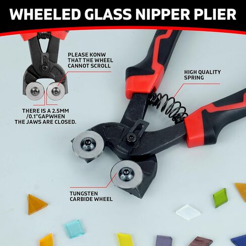 Stained Glass Tools Glass Cutting Tool Kit Glass Cutter 2-20MM 8 Inch Tile Nippers Glass Running Pliers with Curved Jaws 6 Inch Breaker Grozer Pliers Perfect for Stained Glass Tiles Mosaic Cutting in Saudi Arabia