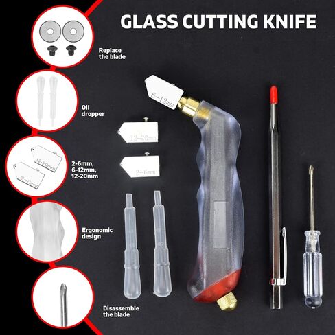Stained Glass Tools Glass Cutting Tool Kit Glass Cutter 2-20MM 8 Inch Tile Nippers Glass Running Pliers with Curved Jaws 6 Inch Breaker Grozer Pliers Perfect for Stained Glass Tiles Mosaic Cutting in Saudi Arabia