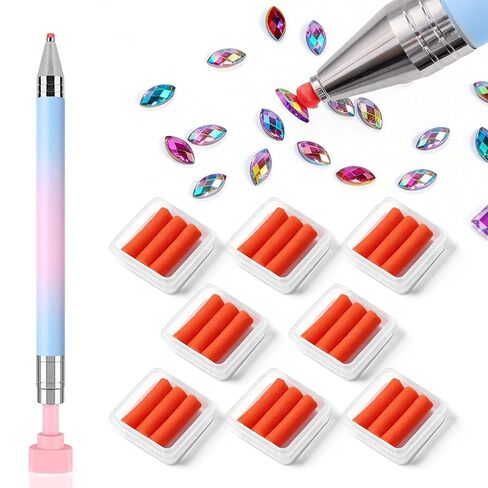 WOKOTO 26 Pcs Diamond Painting Pens Kit - 2 Refillable Wax Pen + 24 Wax Refills, Rotating Drill Pen for Rhinestone Picker Tools, Nail Art & Diamond Art Accessories, Quick Pick Up Gems Jewels in Saudi Arabia