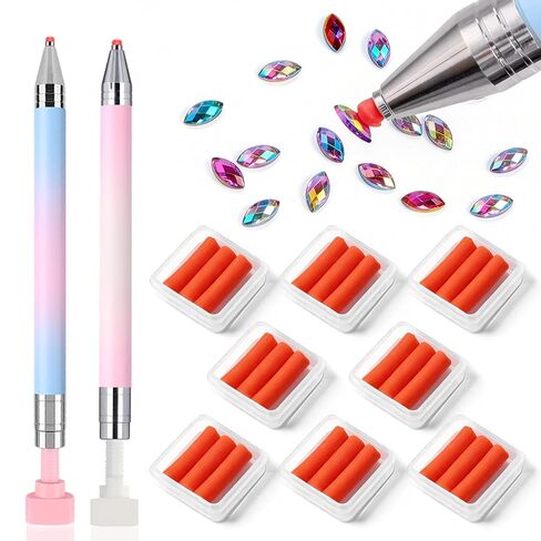 WOKOTO 26 Pcs Diamond Painting Pens Kit - 2 Refillable Wax Pen + 24 Wax Refills, Rotating Drill Pen for Rhinestone Picker Tools, Nail Art & Diamond Art Accessories, Quick Pick Up Gems Jewels in Saudi Arabia