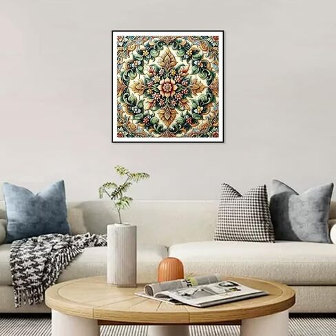 مجموعات الرسم الفني الماسي WSLWXSHM للبالغين ماندالا، مجموعات فنية ماسية دائرية كاملة الحفر، طلاء DIY 5D مع الحرف الماسية لهدايا تزيين الحائط المنزلي 12×12 بوصة in Kuwait