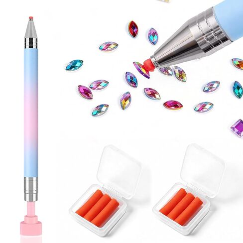 WOKOTO 26 Pcs Diamond Painting Pens Kit - 2 Refillable Wax Pen + 24 Wax Refills, Rotating Drill Pen for Rhinestone Picker Tools, Nail Art & Diamond Art Accessories, Quick Pick Up Gems Jewels in Saudi Arabia