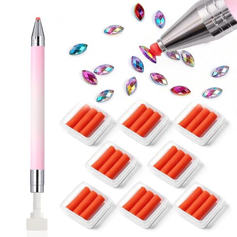 WOKOTO 26 Pcs Diamond Painting Pens Kit - 2 Refillable Wax Pen + 24 Wax Refills, Rotating Drill Pen for Rhinestone Picker Tools, Nail Art & Diamond Art Accessories, Quick Pick Up Gems Jewels in Saudi Arabia