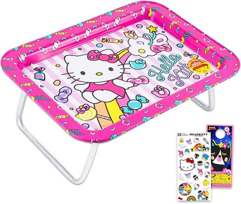 مكتب كمبيوتر محمول Hello Kitty - حزمة مع صينية مستطيلة مقاس 17 بوصة مع ملصقات أرجل بالإضافة إلى المزيد | صينية كمبيوتر محمول Hello Kitty للمدرسة وأنشطة السفر in Kuwait