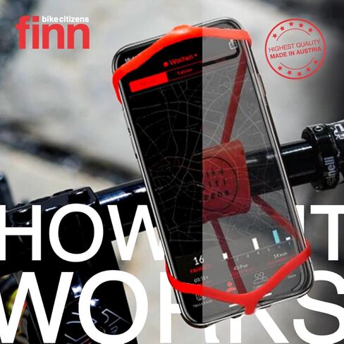 Universal Smartphone Bicycle Mount, 100% Silicone, Compact, Light, Portable | Easy No Tools Mount | All Weather Use, UV Resistant | Durable | Made in Austria (Red) in Kuwait