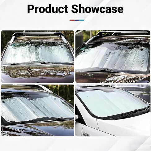 Car Windshield Sun Shade, Double Thickening Bubble Sun Shade, Foldable Front Window Sunshade with Suction Cups, UV-Blocking Sun Visor, Keeps Vehicle Cool for Most Cars SUVs (55"x27.5") in Saudi Arabia