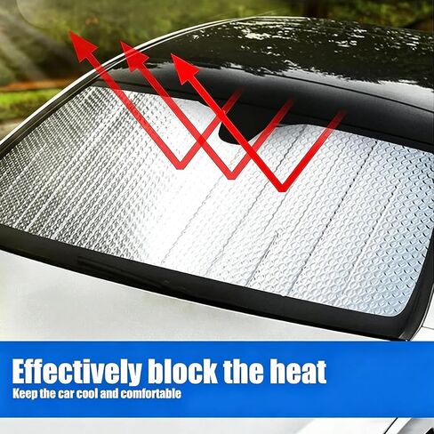 Car Windshield Sun Shade, Double Thickening Bubble Sun Shade, Foldable Front Window Sunshade with Suction Cups, UV-Blocking Sun Visor, Keeps Vehicle Cool for Most Cars SUVs (55"x27.5") in Saudi Arabia