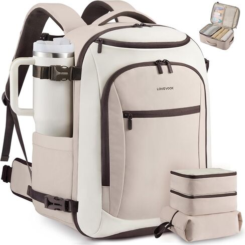 LOVEVOOK 40L Travel Backpack for Women & Men,Airline Approved Carry On Backpack with 3 Packing Cubes,TSA Waterproof Personal Item Bag,Weekender Overnight Essentials Backpacks fits 18" Laptop in Saudi Arabia
