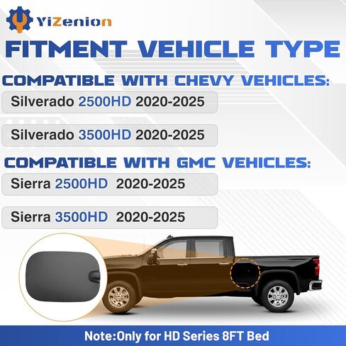 84736200 Fuel Tank Filler Cap Door Compatible with Chevy Silverado 2500HD 3500HD 2020-2025, GMC Sierra 2500HD 3500HD (Only for HD Series 8FT Bed) 2020-2025, Replaces 84673151 in Saudi Arabia