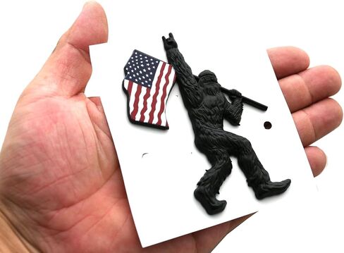 1x Sasquatch Car Badge Emblem Fishing USA Flag Decal Compatible with Ford Bronco Universal Car Truck SUV (Colorful USA Flag-Matte Black) in Saudi Arabia